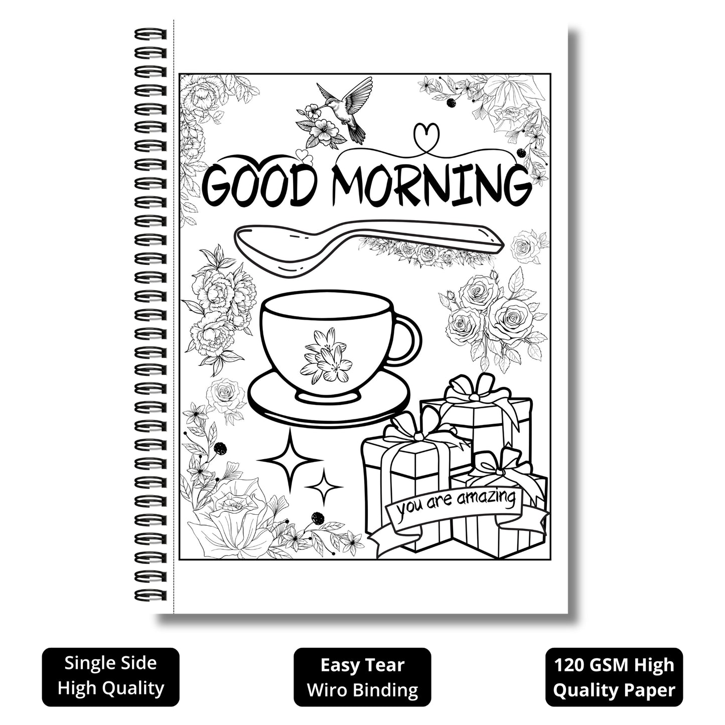INKY PETALS: Motivational Coloring Book for Adults | Stress Relief and Relaxation | Thick 120 GSM Paper | IP-001
