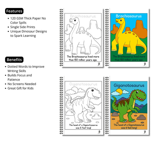 Inky Petals Kids Dinosaur Coloring Book – Fun & Easy Dino Designs for Creativity and Learning | 120 GSM Paper