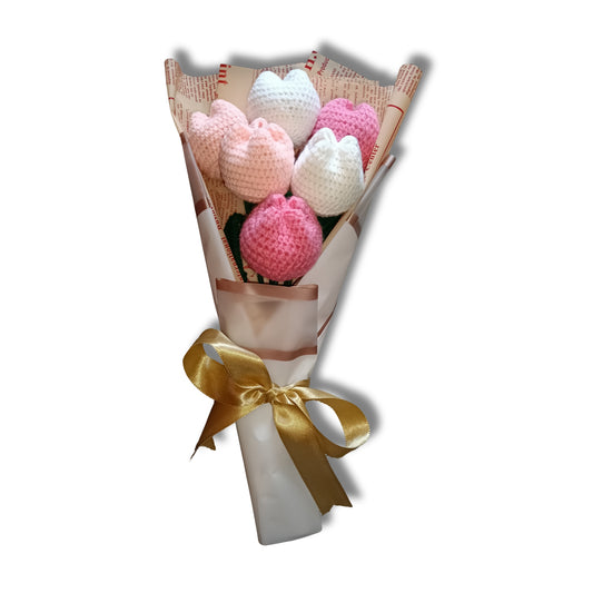 Blush Harmony – Pink & White Tulip Bouquet (6 Flowers)