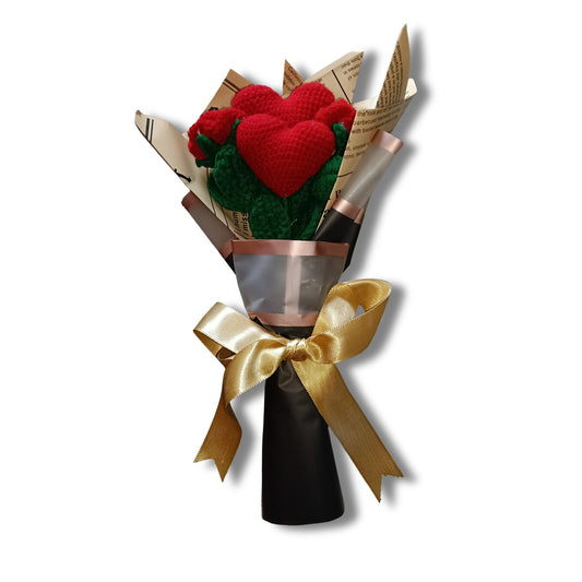 Love in Bloom – 2 Roses & 2 Hearts Crochet Set