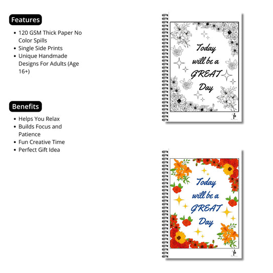INKY PETALS: Motivational Coloring Book for Adults | Stress Relief and Relaxation | Thick 120 GSM Paper | IP-001