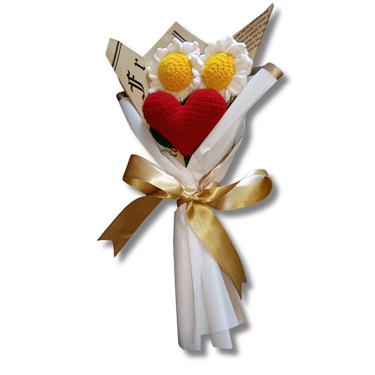 Pure Heart – White Sunflowers & Heart Crochet Set