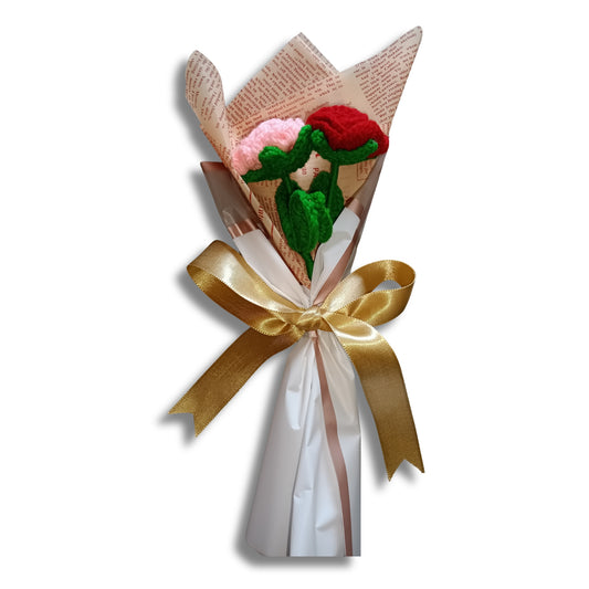 Love & Grace – Pink and Red Crochet Rose Duo