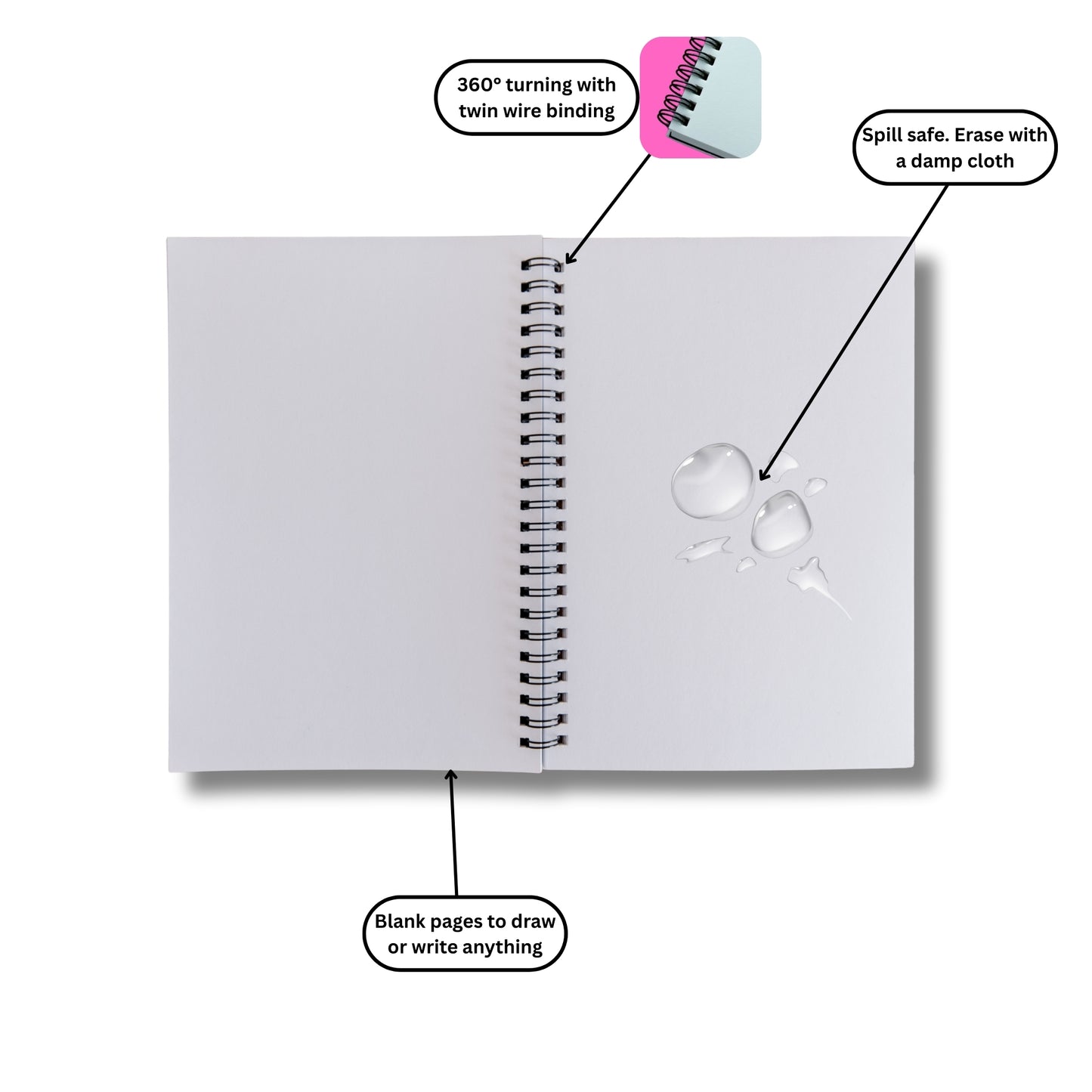 Inky Petals A5 Reusable Notebook – Thick 300 GSM Pages, Erasable & Eco-Friendly